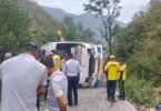 Bus full of devotees overturned on the road