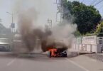 fire in moving car